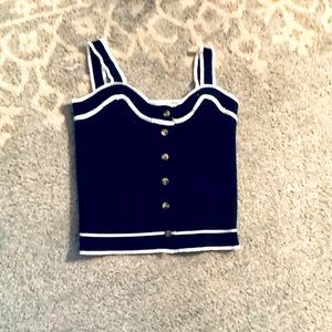 Blue and White Crop Cami